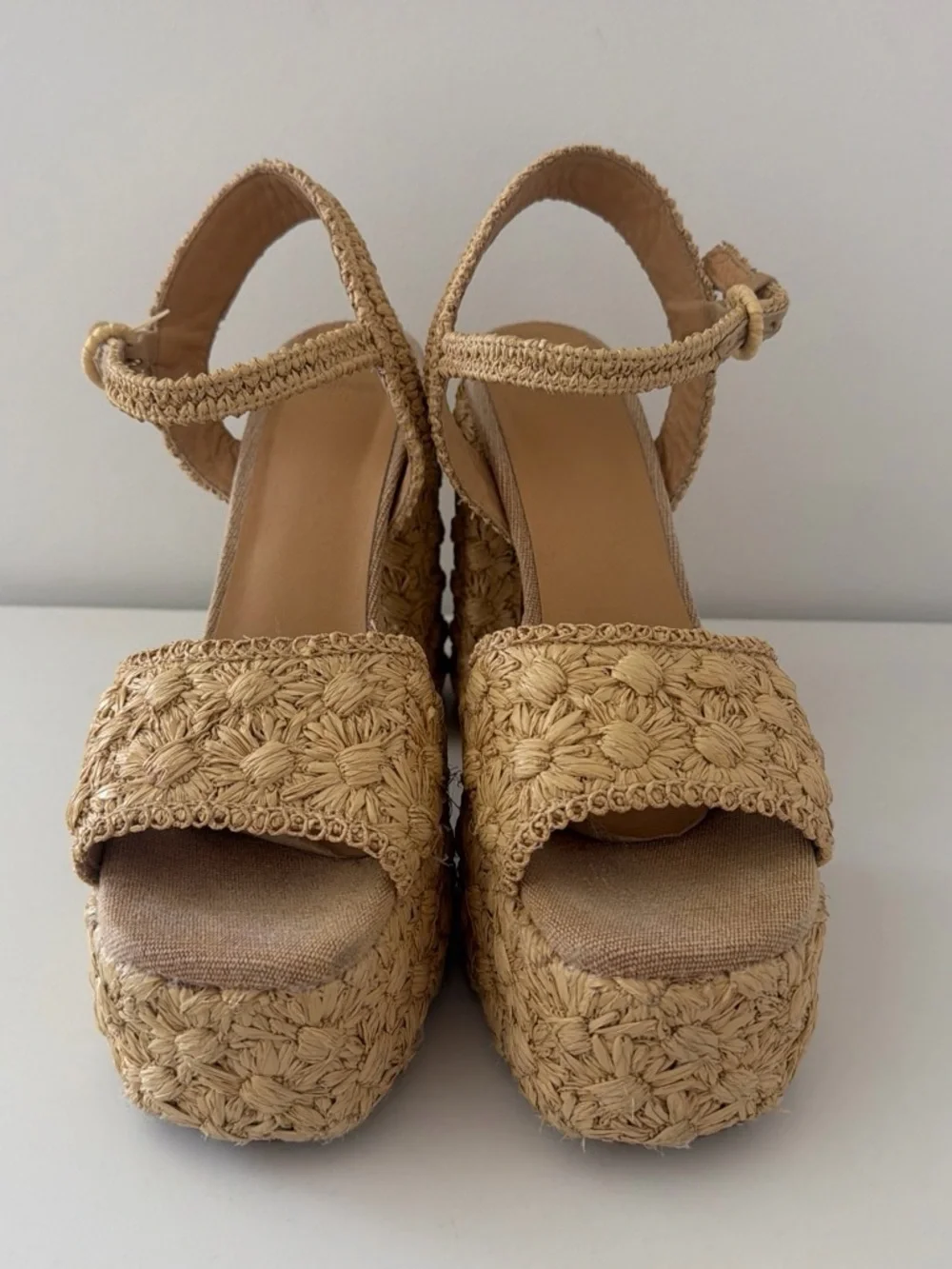 Woven Platform Sandals in Tan - Women